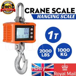 1000KG 1Ton 2000 LBS Digital Crane Scale Heavy Duty Hanging Scale Orange in UKS