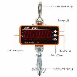 1000KG 1Ton 2200LBS LCD Digital Crane Scales Heavy Duty Hook Hanging Weighing