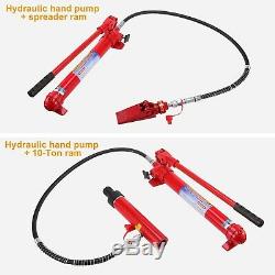 10Ton Porta Power Hydraulic Jack Air Pump Lift Ram Body Frame Repair Tool Kit US