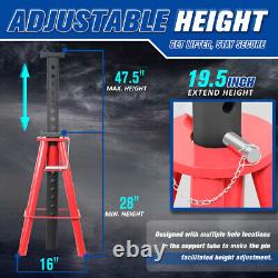 10 Ton Pin-Type Heavy Duty Steel Jack Stands 20,000 lbs Capacity Max 47.5 Lift