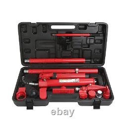 10 Ton Porta Power Hydraulic Jack Auto Body Frame Repair Kit Lift Ram Heavy Duty