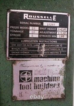 10 Ton ROUSSELLE OBI Punch Press Model 1A Stroke 2 Heavy Duty 1 Phase Machine