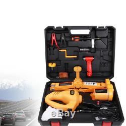 12V DC 3 Ton Electric Hydraulic Floor Jack Lift Lifting Kit with1/2 Impact Wrench