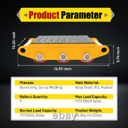 15 Ton Heavy Duty Machine Dolly Skate Machinery Roller Mover Cargo Trolley