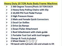 18 Feet Long Auto Body New Frame Machine 20 Ton 2 Towers, Tools Bench, Cart