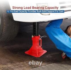 1 Pair 12 Ton (26,400 Lb)Capacity Heavy Duty Pin Type Professional Car Jack Red