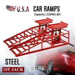 2PCS Auto Car Truck Service Ramp Lift Car Jack Hydraulic Lift Heavy Duty 10Ton
