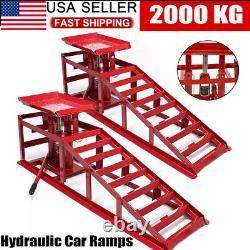 2PCS Auto Car Truck Service Ramp Lift Car Jack Hydraulic Lift Heavy Duty 2Ton