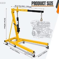 2Ton Folding Engine Hoist Heavy-Duty Steel Hydraulic Crane Lift 4400LBS Capacity