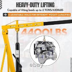 2Ton Folding Engine Hoist Heavy-Duty Steel Hydraulic Crane Lift 4400LBS Capacity