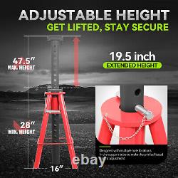 2X Heavy Duty Steel 10Ton (20000lbs) Capacity Pin-Type Jack Stand 28-47.5 Lift