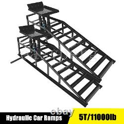 2 Pcs Heavy Duty Auto Car Truck Service Ramps Lifts Hydraulic Lift 5 ton jack