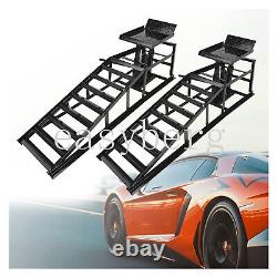 2 Pcs Heavy Duty Auto Car Truck Service Ramps Lifts Hydraulic Lift 5 ton jack