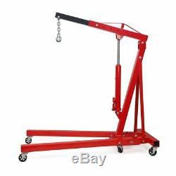 2 TON ENGINE HOIST 4000lb Heavy Duty Cherry Picker Stand with Folding Legs, Red