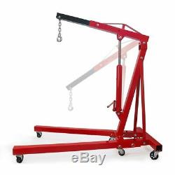 2 TON ENGINE HOIST 4000lb Heavy Duty Cherry Picker Stand with Folding Legs, Red