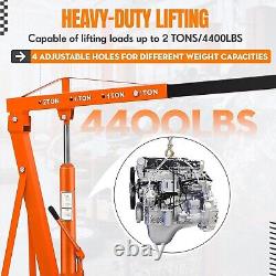 2 Ton Folding Hydraulic Engine Hoist Crane Lift 4400 LBS Capacity Heavy-Duty