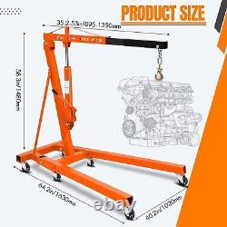 2 Ton Folding Hydraulic Engine Hoist Crane Lift 4400 LBS Capacity Heavy-Duty