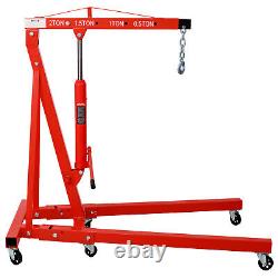 2 Ton Heavy Duty Folding Engine Hoist Cherry Picker Shop Crane Lifter Red Steel