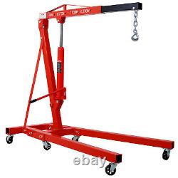 2 Ton Heavy Duty Folding Engine Hoist Cherry Picker Shop Crane Lifter Red Steel
