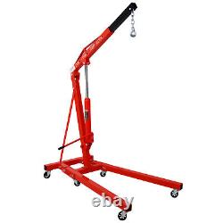 2 Ton Heavy Duty Folding Engine Hoist Cherry Picker Shop Crane Lifter Red Steel