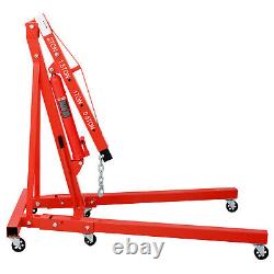 2 Ton Heavy Duty Folding Engine Hoist Cherry Picker Shop Crane Lifter Red Steel