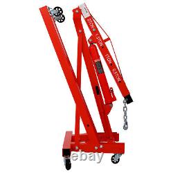 2 Ton Heavy Duty Folding Engine Hoist Cherry Picker Shop Crane Lifter Red Steel