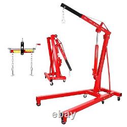 2 Ton Heavy Duty Hydraulic Engine Crane 4400lbs Folding Engine Hoist Lift Tool