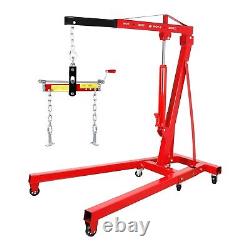 2 Ton Heavy Duty Hydraulic Engine Crane 4400lbs Folding Engine Hoist Lift Tool