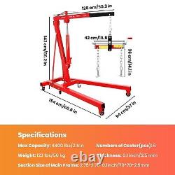 2 Ton Heavy Duty Hydraulic Engine Crane 4400lbs Folding Engine Hoist Lift Tool