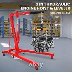 2 Ton Heavy Duty Hydraulic Engine Crane 4400lbs Folding Engine Hoist Lift Tool