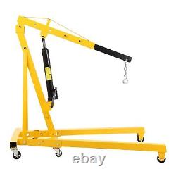 2 Ton Heavy Duty Steel Engine Crane Hoist Cherry Picker Lift Folding 6 Caster