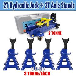 2 Ton Hydraulic Trolley Floor Jack & 4PCS 3 Ton Heavy Duty Car Jack Axle Stands