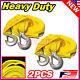 2 X 13ft (2 X 10') Yellow Rope Heavy Duty Tow Strap Hooks 10k Lb 5 Ton Capacity