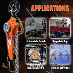3300 lbs 20 ft Lever Chain Hoist, 1-1/2 Ton 6m, G80 Hook Heavy Duty for Garage