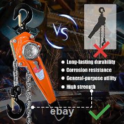 3300 lbs 20 ft Lever Chain Hoist, 1-1/2 Ton 6m, G80 Hook Heavy Duty for Garage