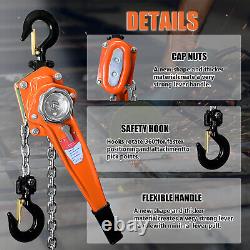 3300 lbs 20 ft Lever Chain Hoist, 1-1/2 Ton 6m, G80 Hook Heavy Duty for Garage