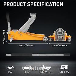 3Ton Heavy-Duty Steel Racing Floor Jack-Dual Pistons Quick Pump Ultra-Lightweigh