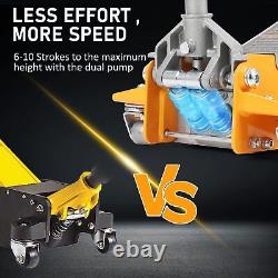 3Ton Heavy-Duty Steel Racing Floor Jack-Dual Pistons Quick Pump Ultra-Lightweigh