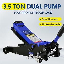 3.5 Ton Ultra Low Profile Hydraulic Floor Jack Quick Lift Heavy-Duty Dual Pump