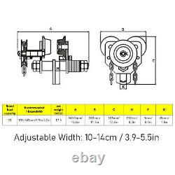 3 Ton Capacity Manual Trolley Heavy Duty Steel I Beam-Single Track Trolley For