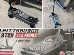3 Ton Floor Jack Low Profile Steel Hydraulic Heavy Duty Rapid Pump Car Tool Gray