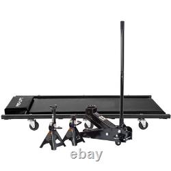3-Ton Heavy-Duty Floor Jack/Jack Stands and Creeper Combo in Black