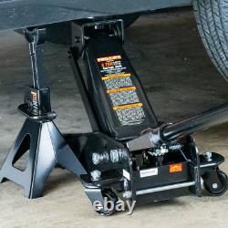 3-Ton Heavy-Duty Floor Jack/Jack Stands and Creeper Combo in Black