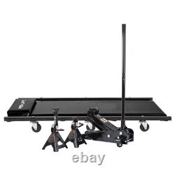 3-Ton Heavy-Duty Floor Jack/Jack Stands and Creeper Combo in Black