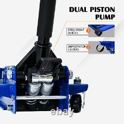 3 Ton Heavy Duty Horizontal Double Pump Floor Jack Foot Operated Tool