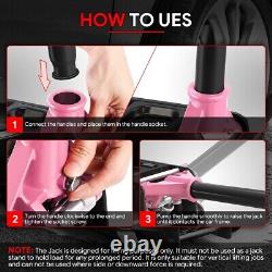 3 Ton Heavy Duty Steel Low Profile Hydraulic Floor Jack with Dual Piston Pink