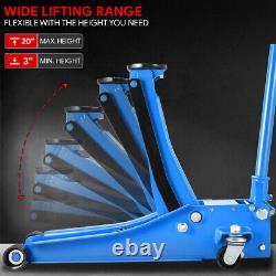 3 Ton Heavy Duty Steel Low Profile Hydraulic Trolley Service / Floor Jack Blue