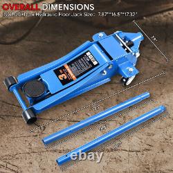 3 Ton Heavy Duty Steel Low Profile Hydraulic Trolley Service / Floor Jack Blue