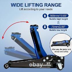 3 Ton Hydraulic Low Profile Floor Jack Heavy Duty Steel with Dual Piston Pump