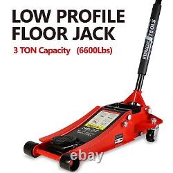 3 Ton Low Profile Floor Jack Heavy-duty Steel Dual Piston Hydraulic Pump